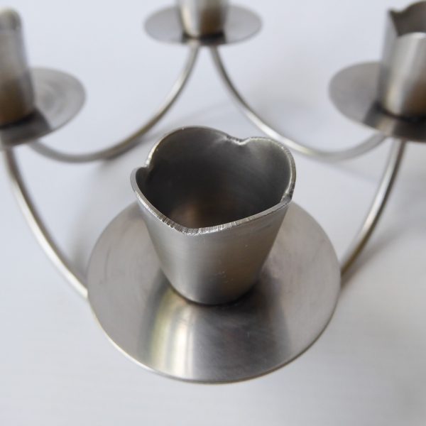 Mid century stainless steel candle holder. Modernist 4 cups/scoops. Danish style - Image 7