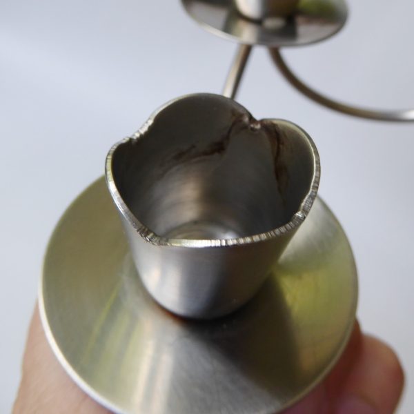 Mid century stainless steel candle holder. Modernist 4 cups/scoops. Danish style - Image 9