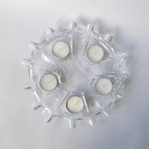 Muurla glass 5 tealight candle holder. Vintage Finland/Finnish art glass, 1970s