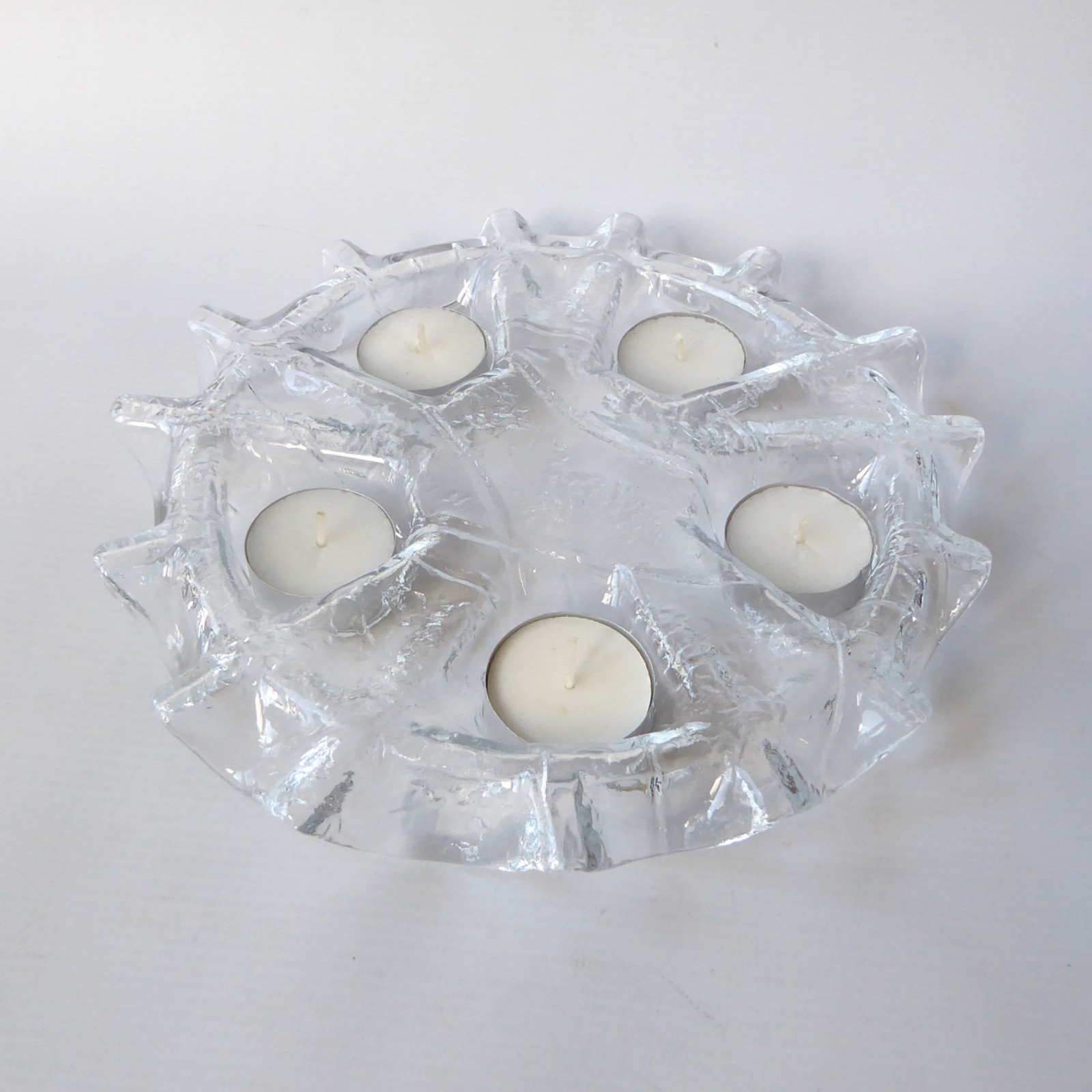 Muurla glass 5 tealight candle holder. Vintage Finland/Finnish art glass, 1970s - Image 5