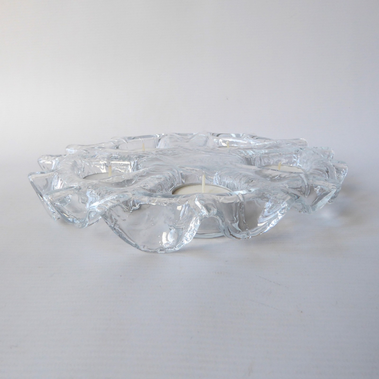 Muurla glass 5 tealight candle holder. Vintage Finland/Finnish art glass, 1970s - Image 6