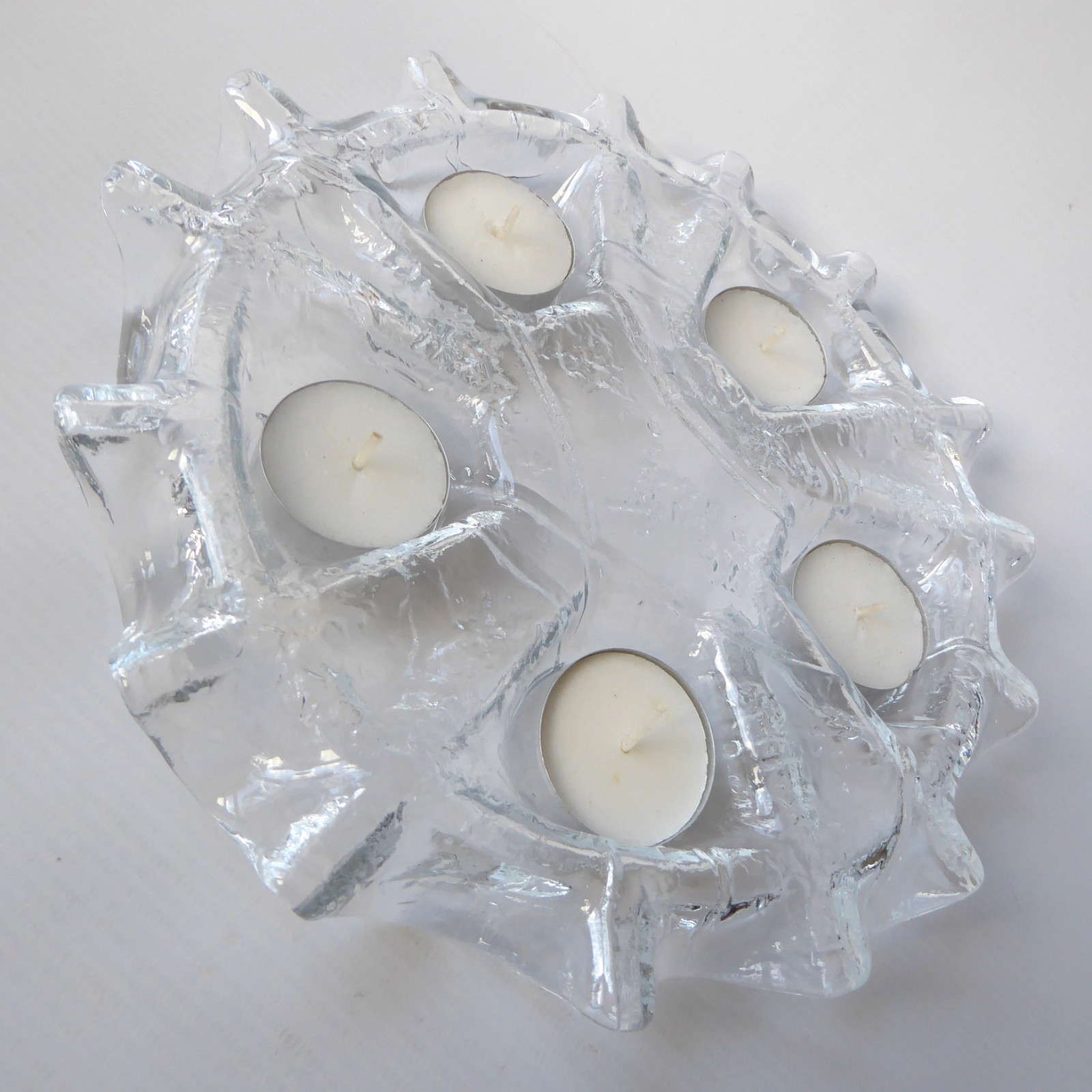 Muurla glass 5 tealight candle holder. Vintage Finland/Finnish art glass, 1970s - Image 7