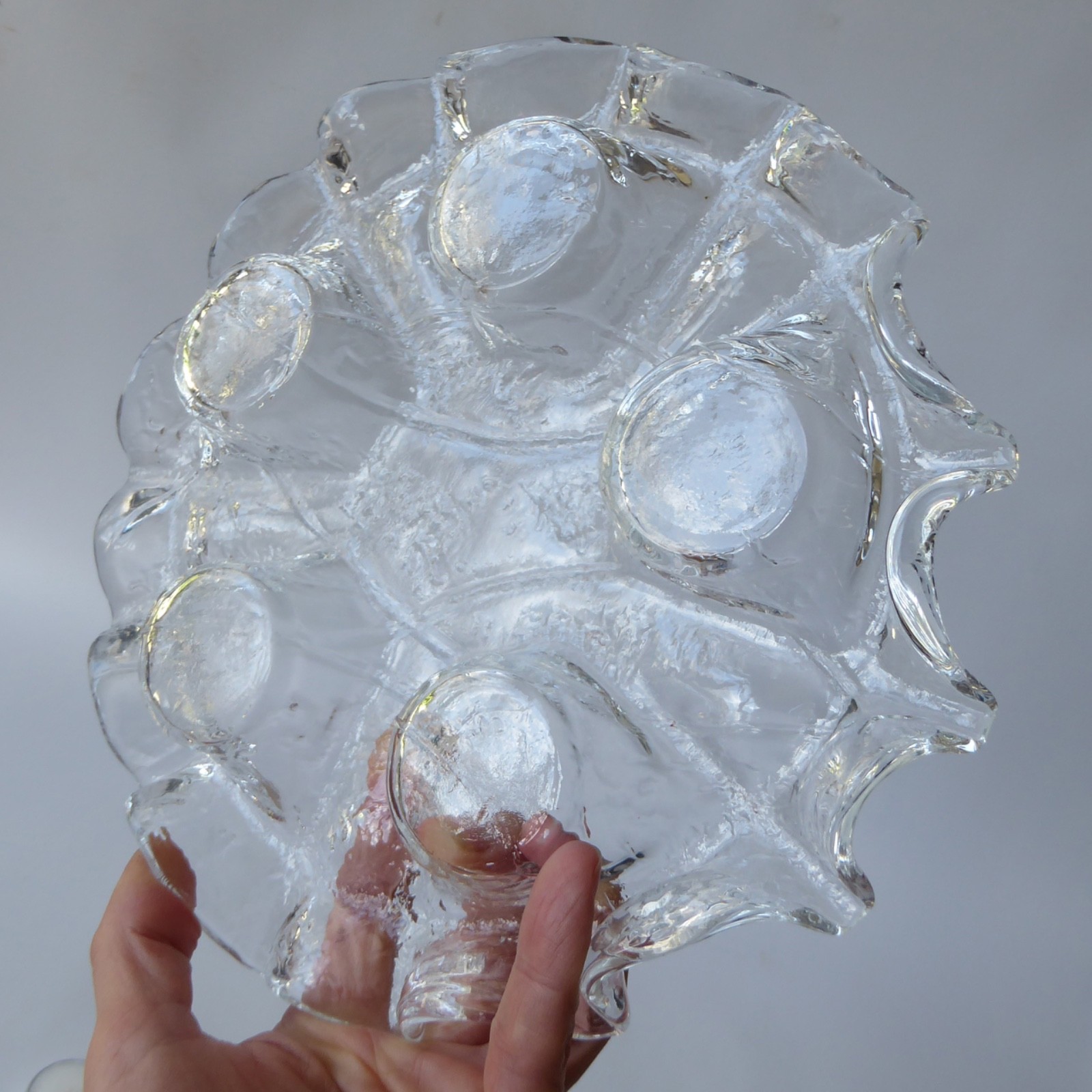 Muurla glass 5 tealight candle holder. Vintage Finland/Finnish art glass, 1970s - Image 9