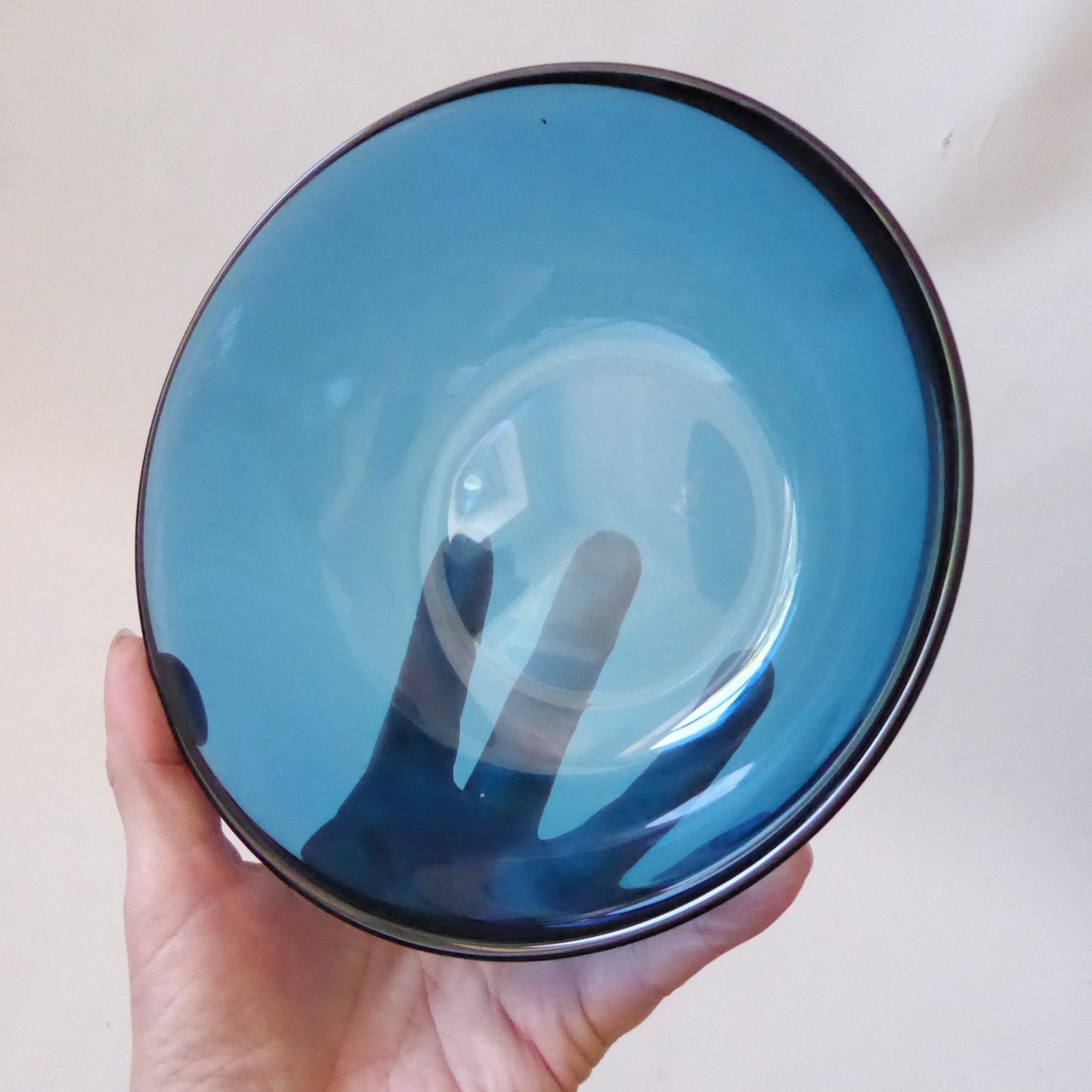 Orrefors FUGA 6.5" art glass bowl, smoky blue, Sven Palmqvist, vintage 1960s - Image 10