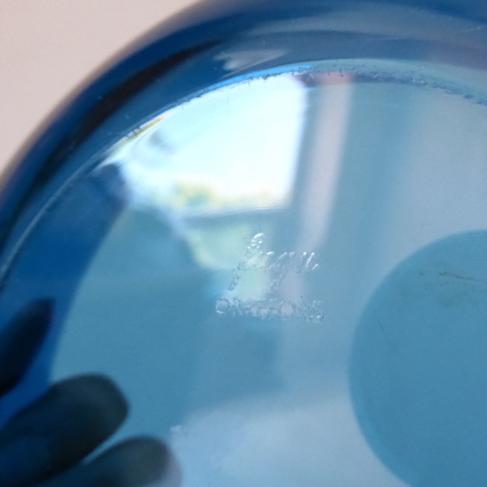 Orrefors FUGA 6.5" art glass bowl, smoky blue, Sven Palmqvist, vintage 1960s - Image 8