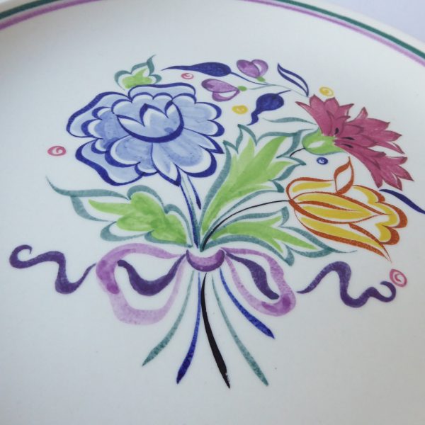 Poole Pottery 10" dinner plate, flora traditional. Signed BNK vintage ceramic - Image 6