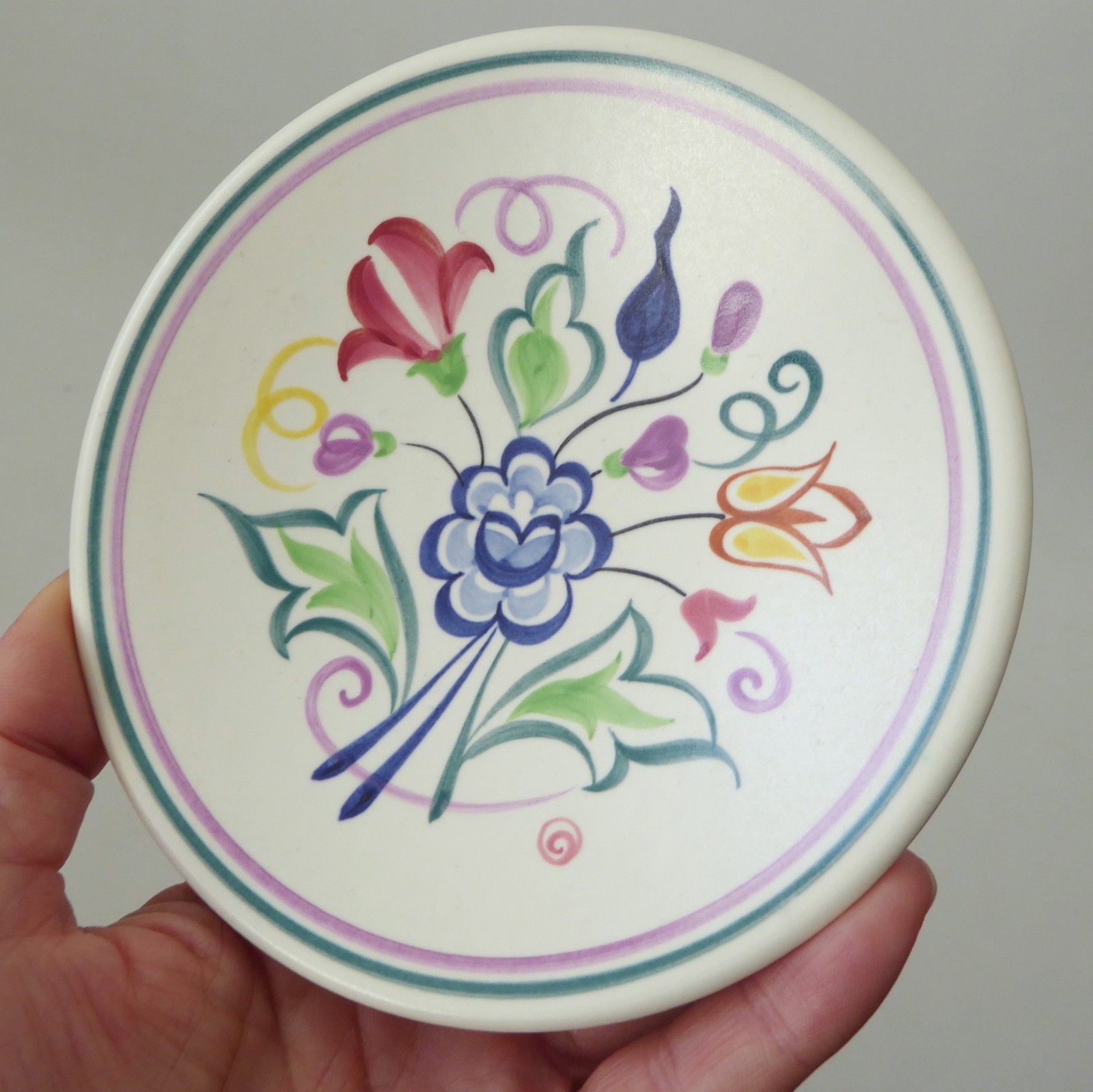 Poole pottery Traditional Ware small plate, shape 49, Pat Dightam pin dish 1950s - Image 2