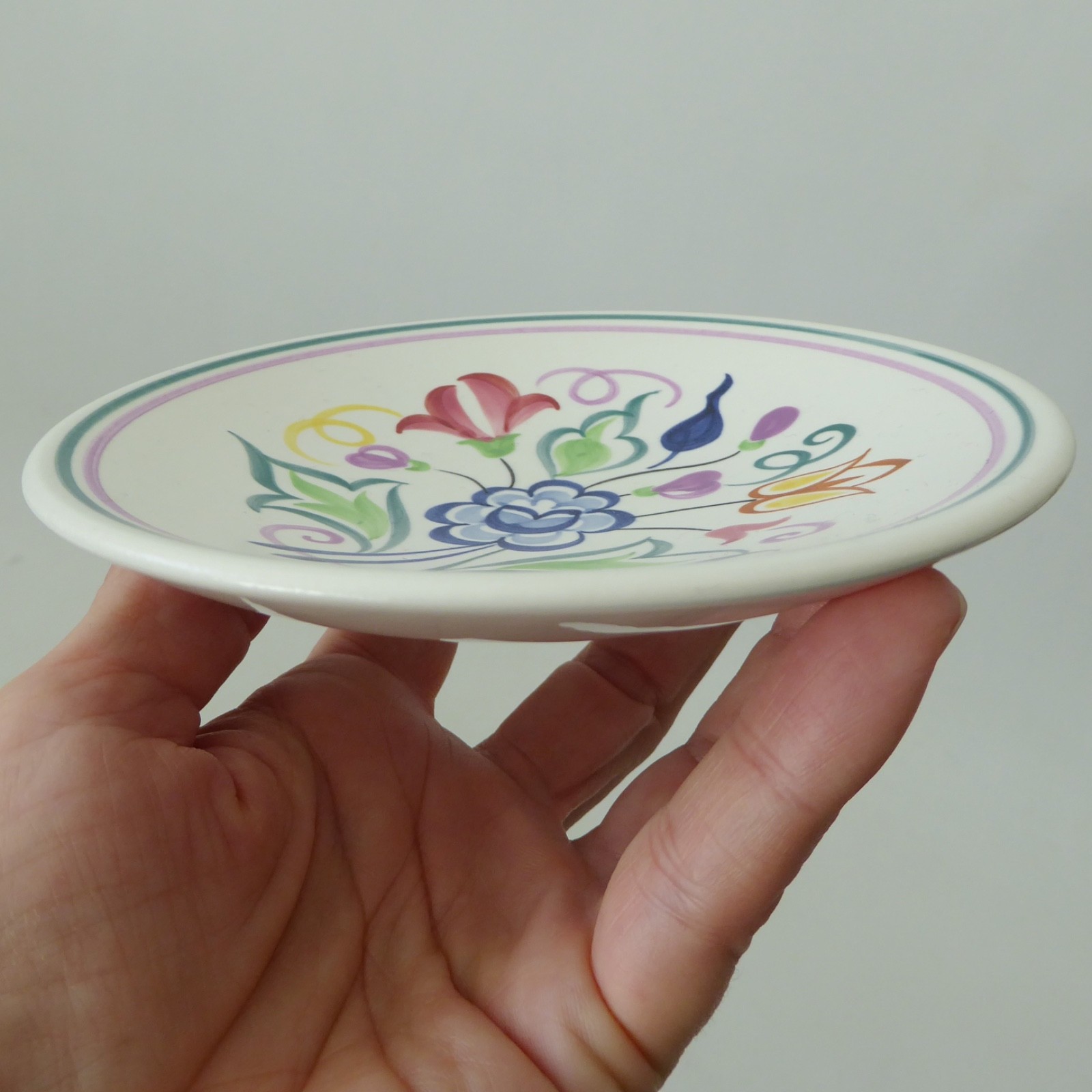 Poole pottery Traditional Ware small plate, shape 49, Pat Dightam pin dish 1950s - Image 3