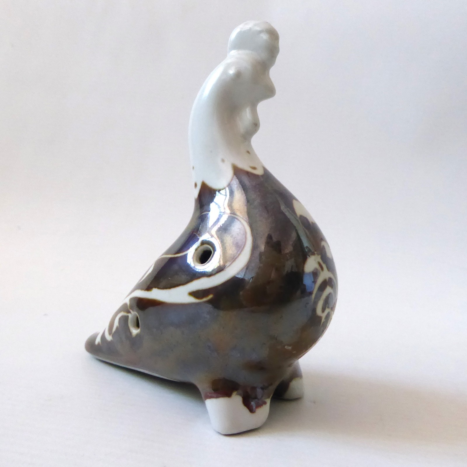 Porcelain ceramic bird whistle, 4 hole glazed ocarina wind instrument figurine - Image 3