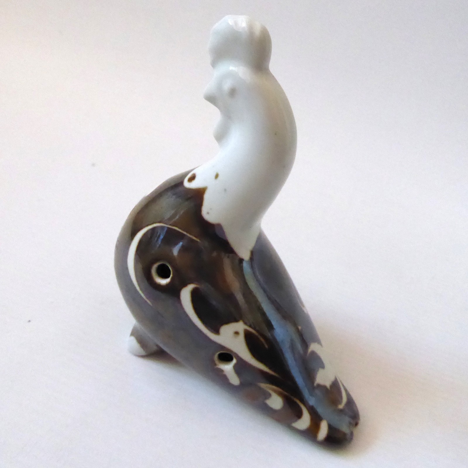 Porcelain ceramic bird whistle, 4 hole glazed ocarina wind instrument figurine - Image 5