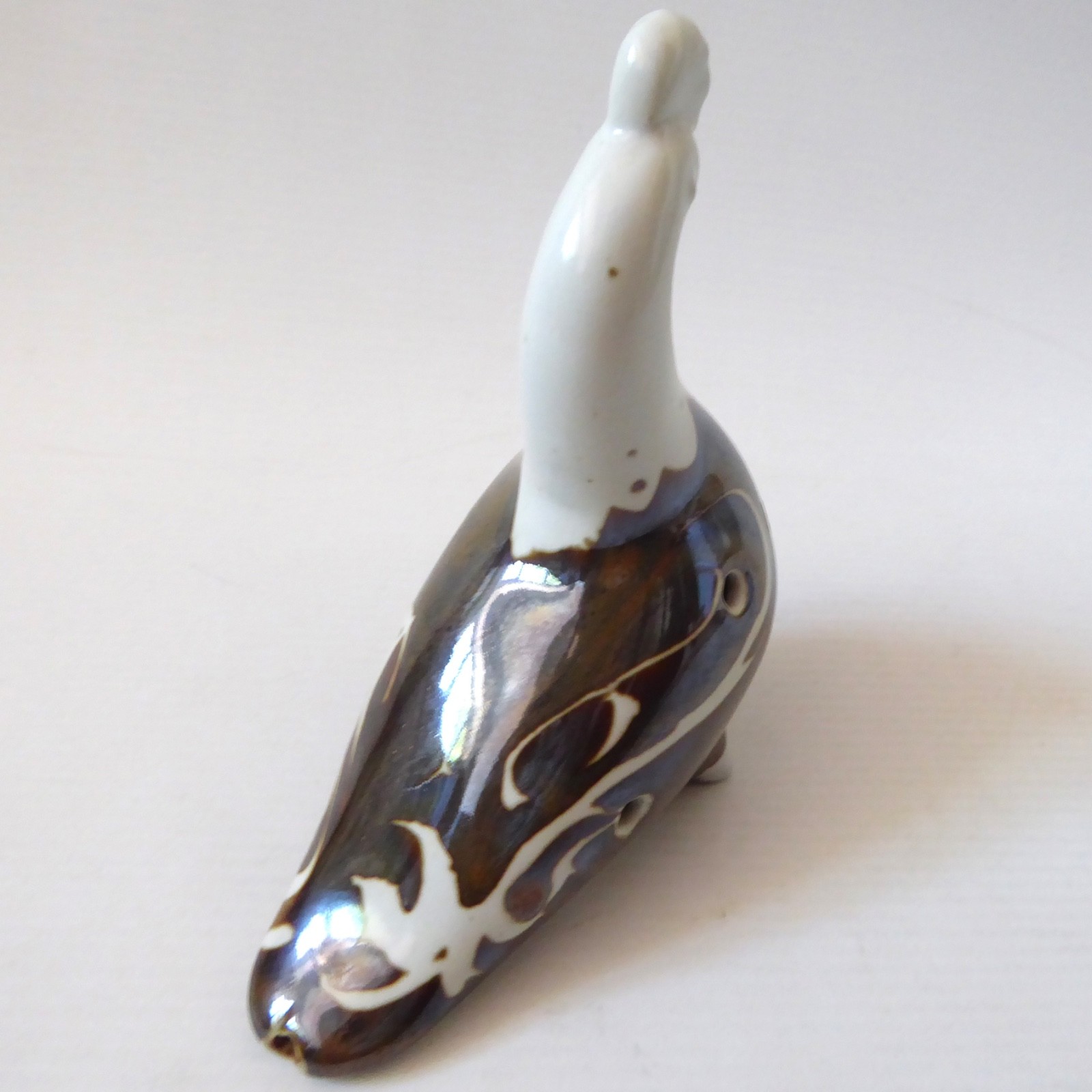 Porcelain ceramic bird whistle, 4 hole glazed ocarina wind instrument figurine - Image 7