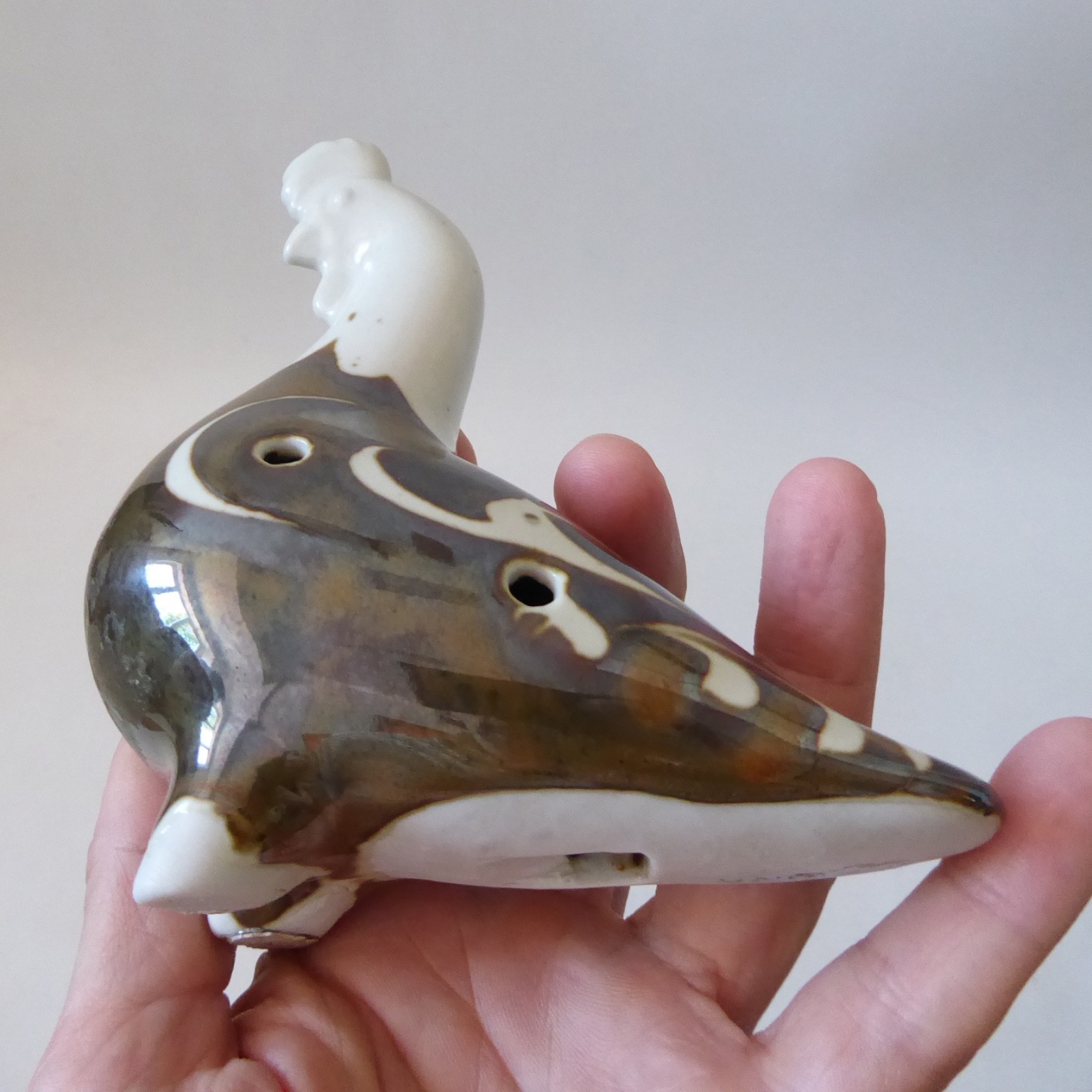 Porcelain ceramic bird whistle, 4 hole glazed ocarina wind instrument figurine - Image 8