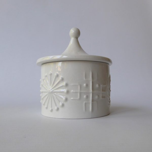 Portmeirion TOTEM Susan Williams-Ellis 1960/1970s white lidded sugar bowl vintg. - Image 3