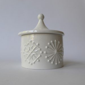 Portmeirion TOTEM Susan Williams-Ellis 1960/1970s white lidded sugar bowl vintg.
