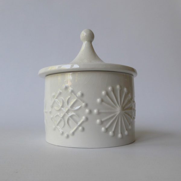 Portmeirion TOTEM Susan Williams-Ellis 1960/1970s white lidded sugar bowl vintg.
