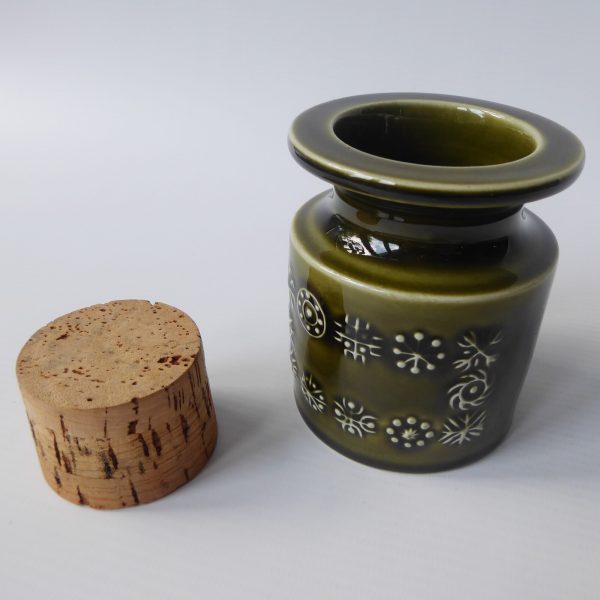 Portmeirion TOTEM green spice herb jar pot +cork Susan Williams-Ellis 1960/1970s - Image 7