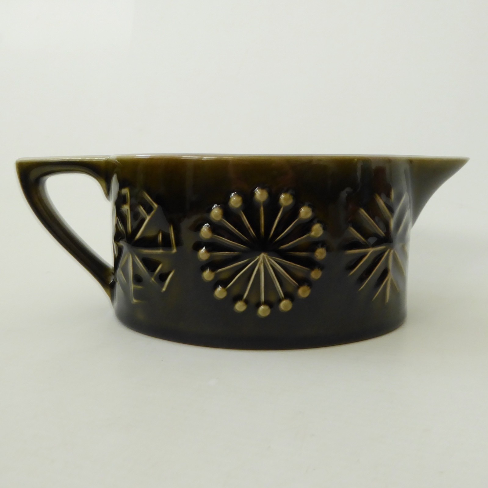 Portmeirion Totem gravy boat, sauce jug. Dark olive green, vintage retro 1960s - Image 3