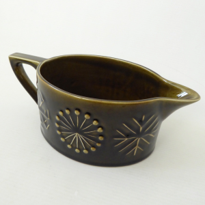 Portmeirion Totem gravy boat, sauce jug. Dark olive green, vintage retro 1960s