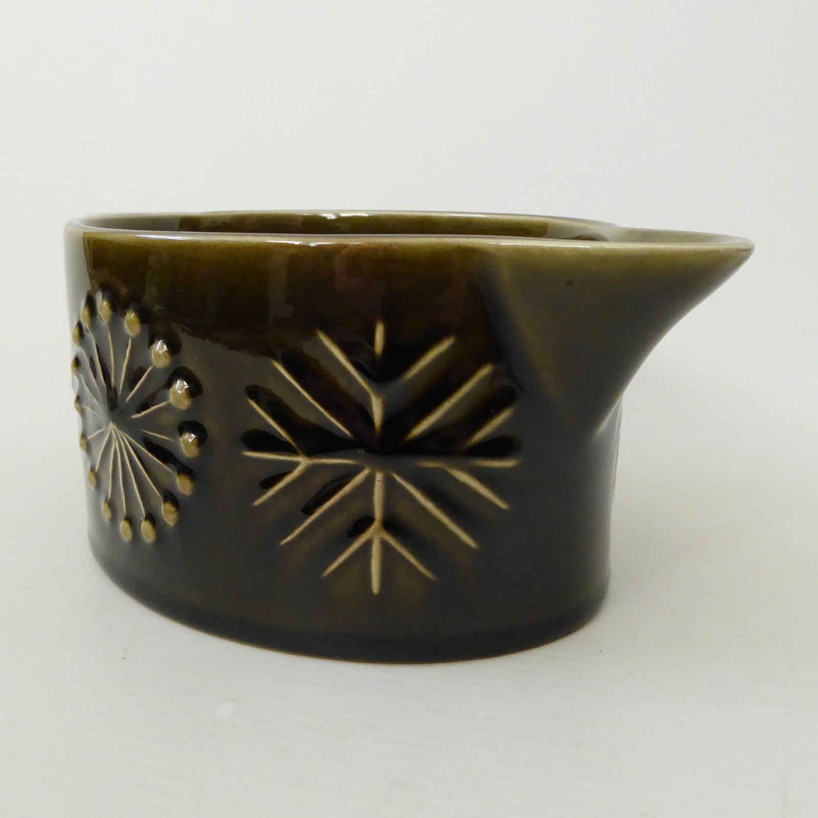 Portmeirion Totem gravy boat, sauce jug. Dark olive green, vintage retro 1960s - Image 4