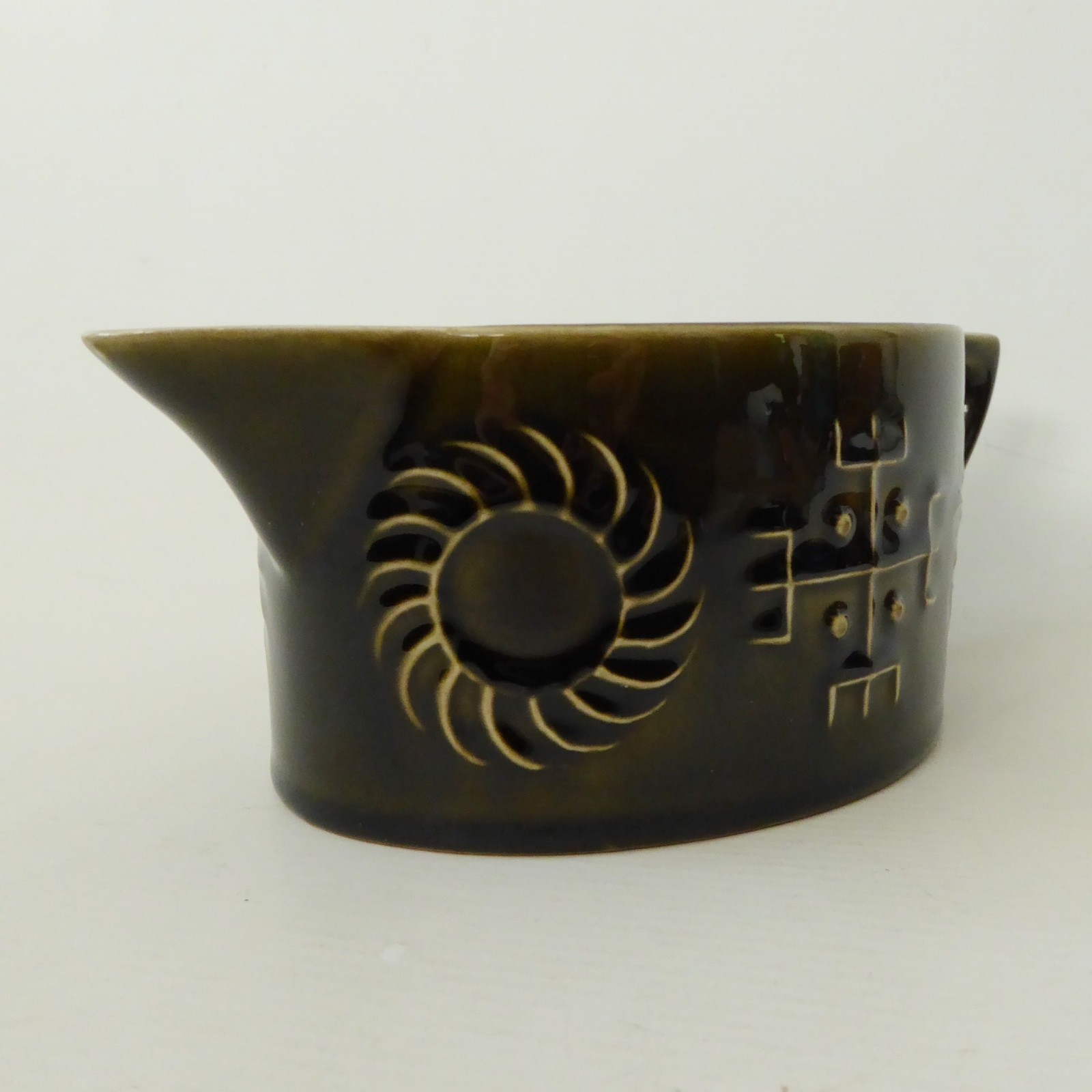 Portmeirion Totem gravy boat, sauce jug. Dark olive green, vintage retro 1960s - Image 5
