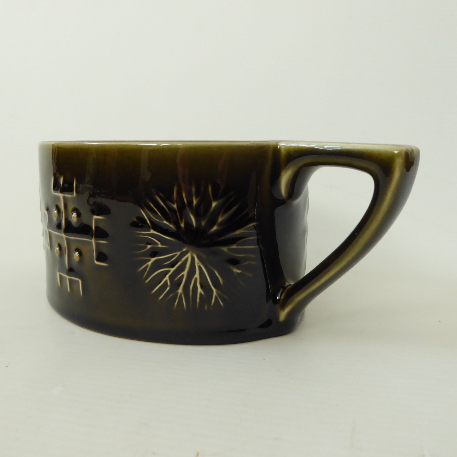Portmeirion Totem gravy boat, sauce jug. Dark olive green, vintage retro 1960s - Image 6