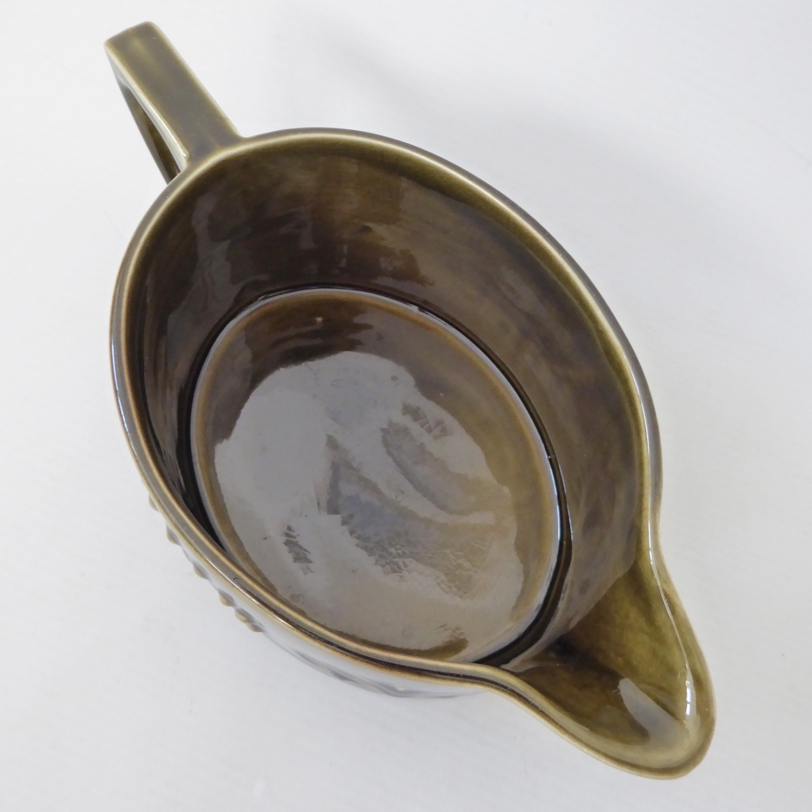 Portmeirion Totem gravy boat, sauce jug. Dark olive green, vintage retro 1960s - Image 7