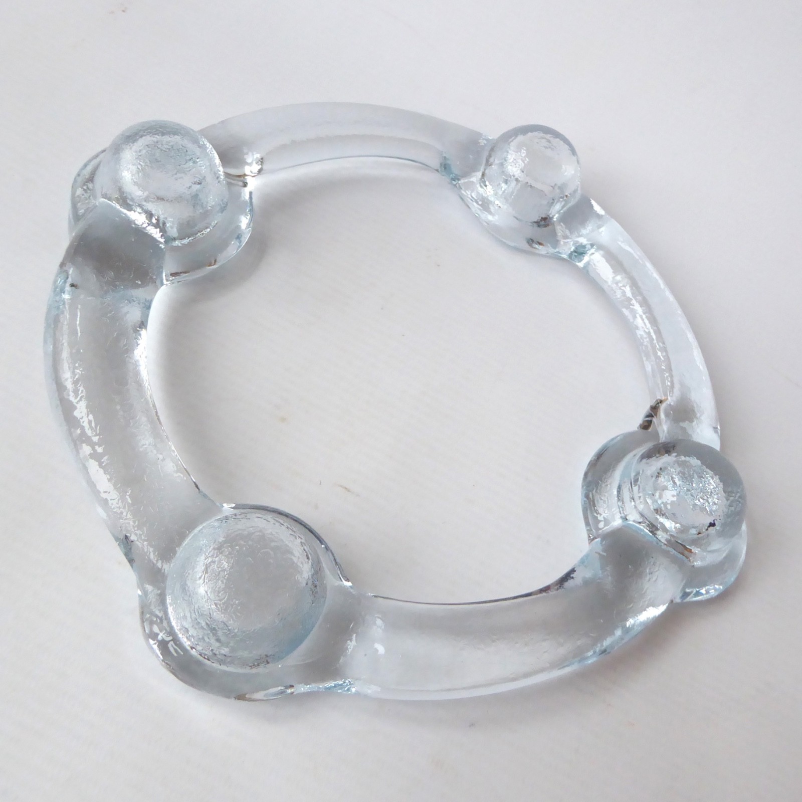 Pukeberg Sweden vintage art glass Candle Holder ring loop, Staffan Gelerstedt - Image 9