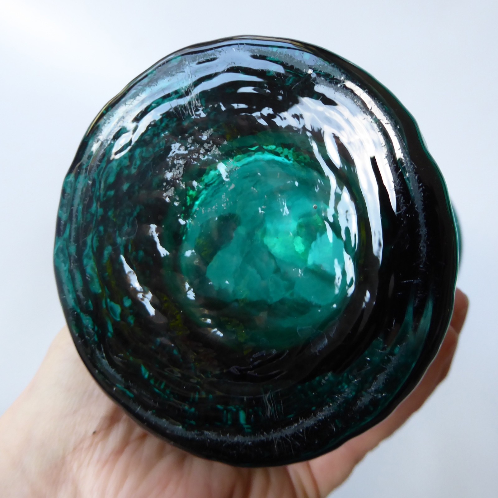 Riihimaki Tamara Aladin Safari 1495 art glass vase kingfisher/teal green. Scandi - Image 9