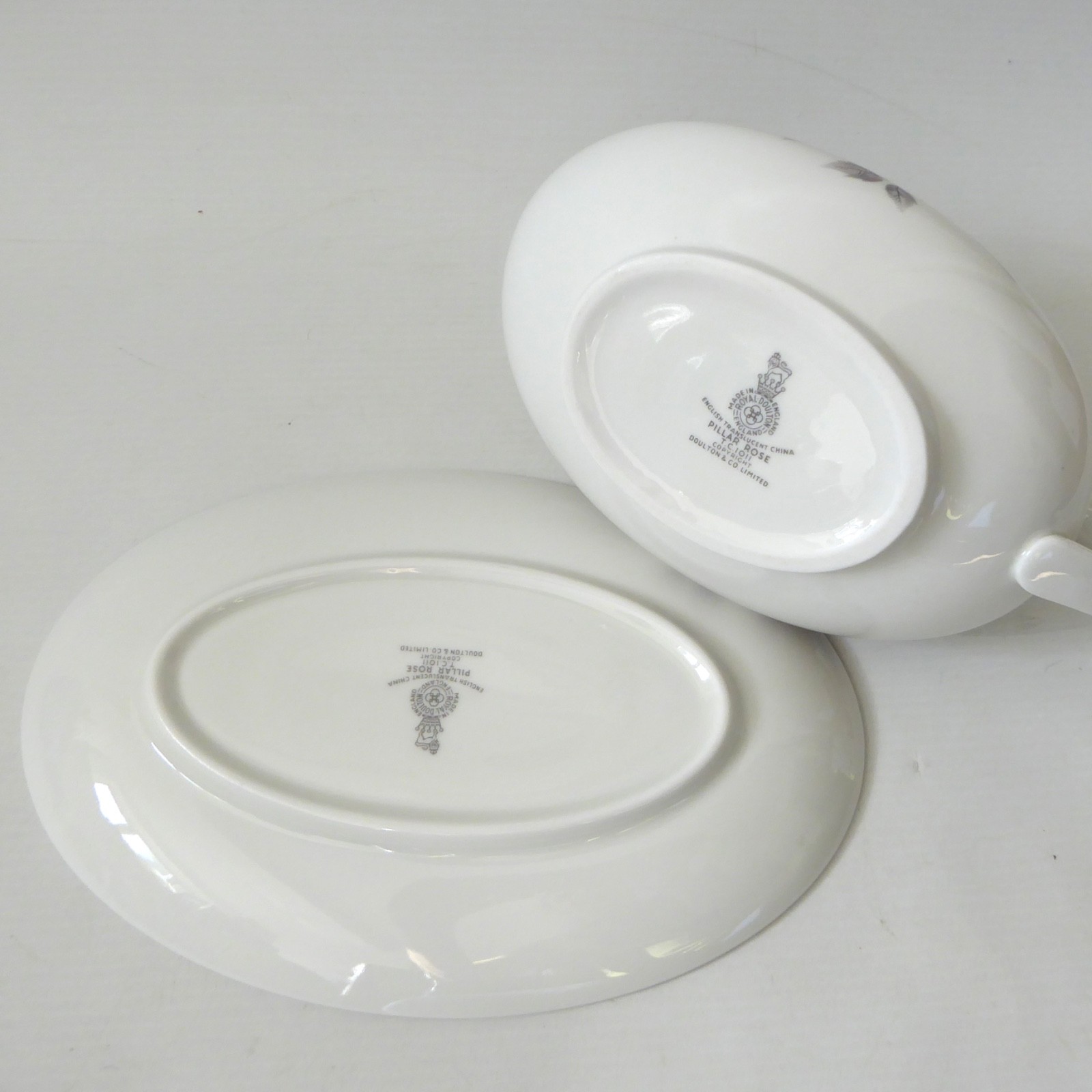 Royal Doulton vintage Pillar Rose fine bone china gravy boat jug & saucer TC1011 - Image 12