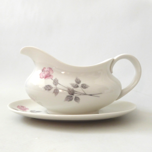 Royal Doulton vintage Pillar Rose fine bone china gravy boat jug & saucer TC1011