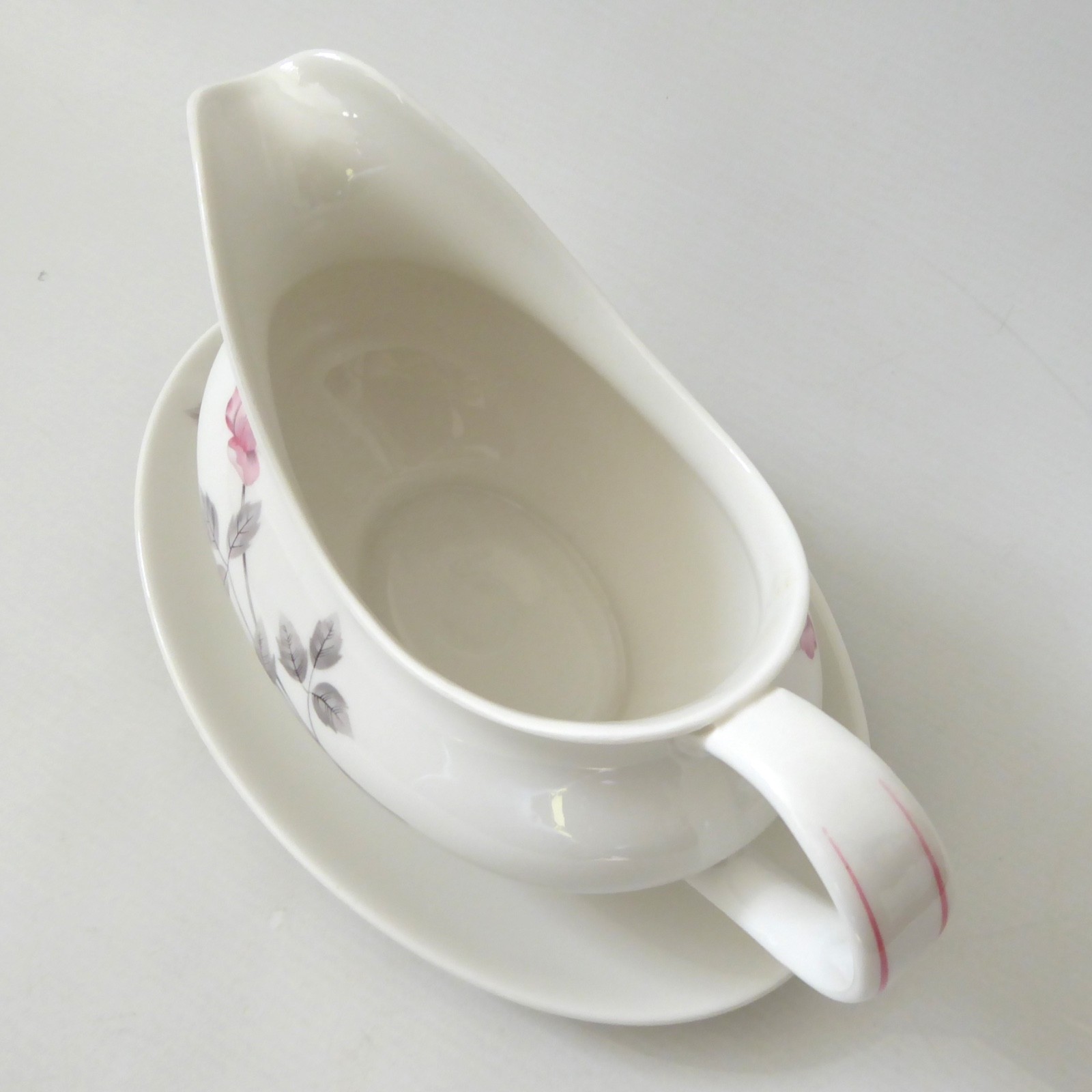 Royal Doulton vintage Pillar Rose fine bone china gravy boat jug & saucer TC1011 - Image 6