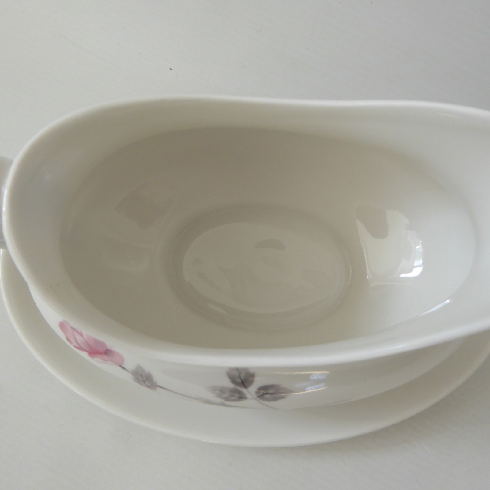 Royal Doulton vintage Pillar Rose fine bone china gravy boat jug & saucer TC1011 - Image 8