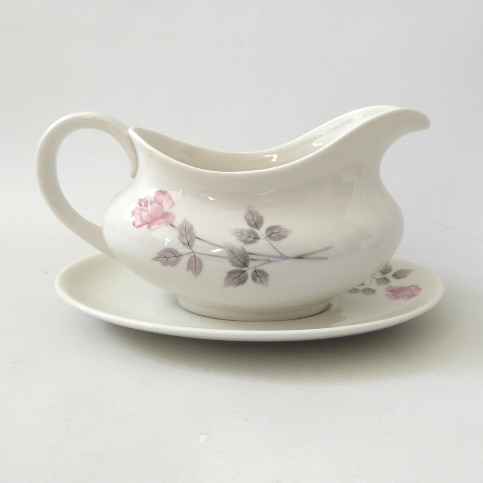 Royal Doulton vintage Pillar Rose fine bone china gravy boat jug & saucer TC1011 - Image 9