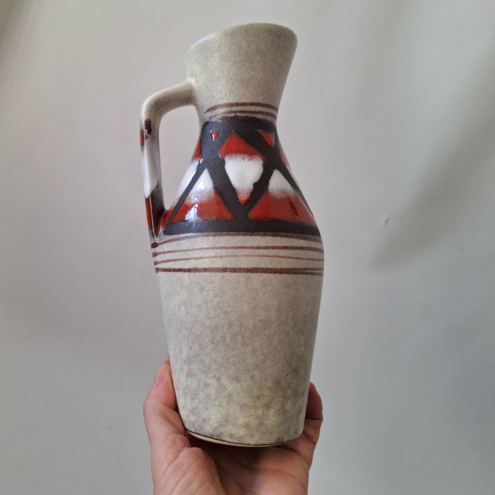 Scheurich 274-21 West German Pottery vintage ceramic jug vase pitcher, red black - Image 2