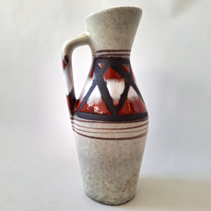 Scheurich 274-21 West German Pottery vintage ceramic jug vase pitcher, red black