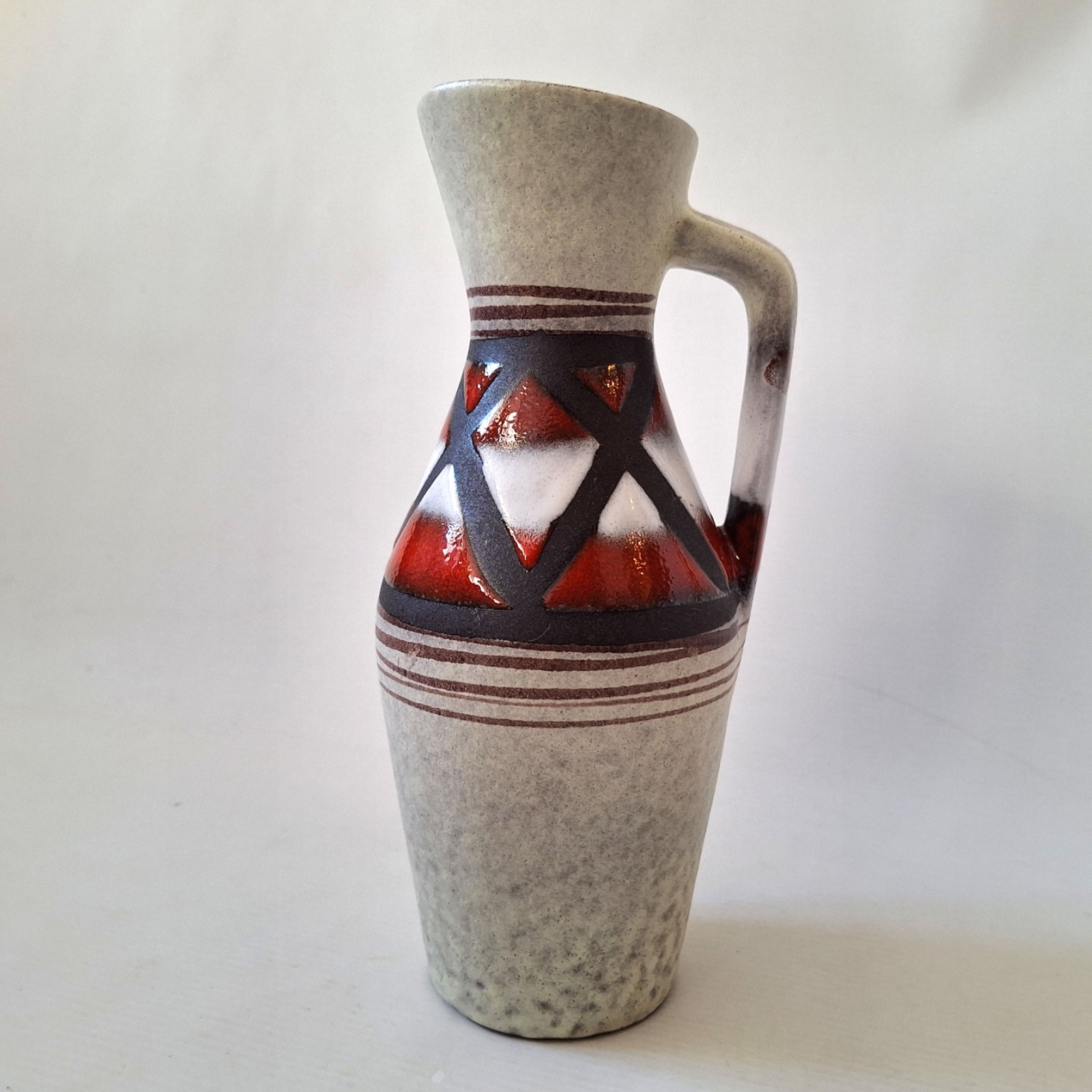 Scheurich 274-21 West German Pottery vintage ceramic jug vase pitcher, red black - Image 5