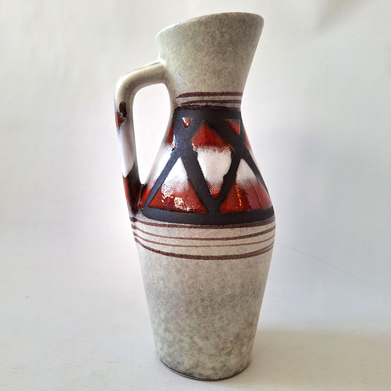 Scheurich 274-21 West German Pottery vintage ceramic jug vase pitcher, red black