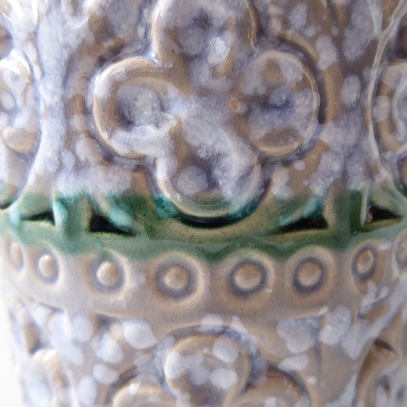 Scheurich 289-15 West German pottery vase Foligna/Foligno. Cream green stripe - Image 6