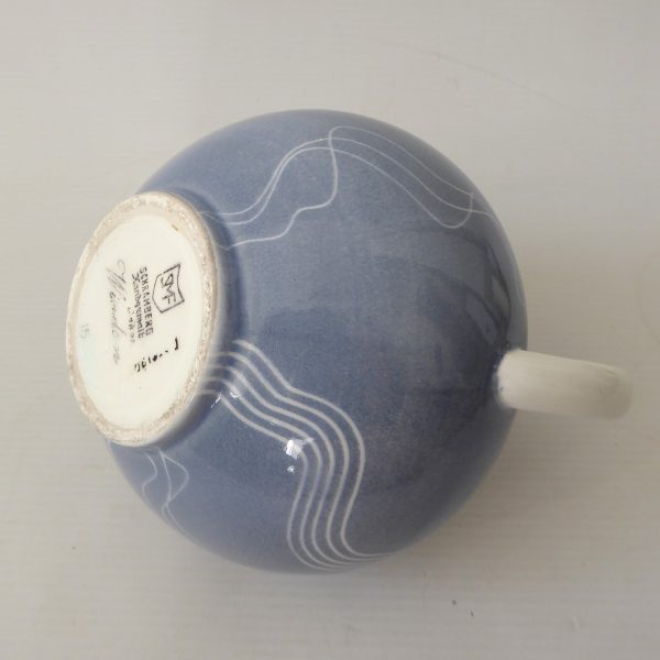 Schramberg Windsor SMF West German pottery jug pot vase. Blue grey & lines 1950s - Image 13