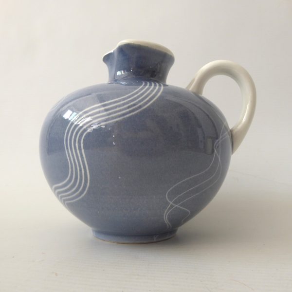 Schramberg Windsor SMF West German pottery jug pot vase. Blue grey & lines 1950s - Image 5