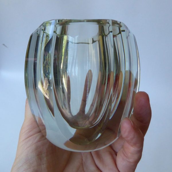 Strömbergshyttan mid century art glass vase, hexagonal Swedish 1960s modernist - Image 12
