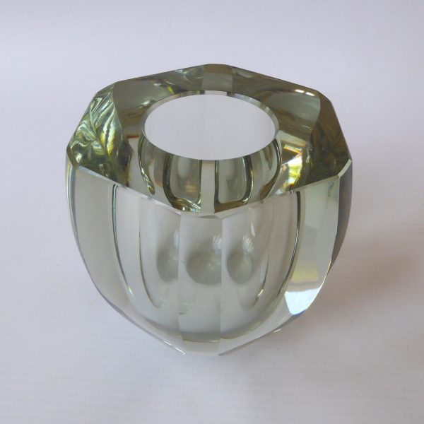 Strömbergshyttan mid century art glass vase, hexagonal Swedish 1960s modernist - Image 3