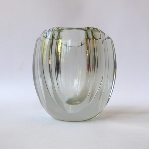 Strömbergshyttan mid century art glass vase, hexagonal Swedish 1960s modernist - Image 4