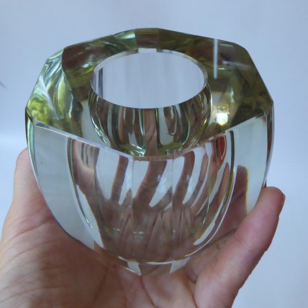 Strömbergshyttan mid century art glass vase, hexagonal Swedish 1960s modernist - Image 9