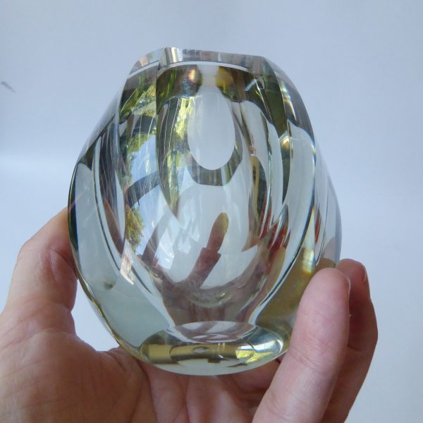 Strömbergshyttan mid century art glass vase, hexagonal Swedish 1960s modernist - Image 10