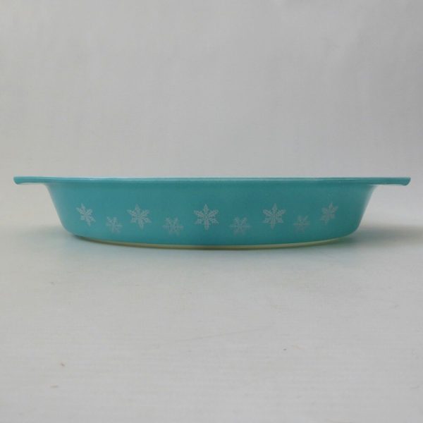 Vintage 1950s Pyrex JAJ Snowflake turquoise divided vegetable dish, 2179 2-part - Image 11