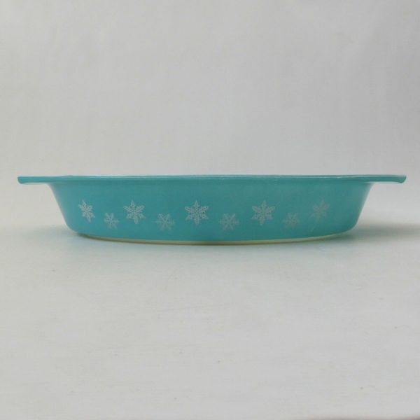 Vintage 1950s Pyrex JAJ Snowflake turquoise divided vegetable dish, 2179 2-part - Image 8
