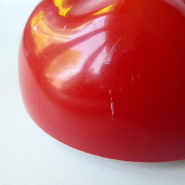 Vintage 1960s 1970s red plastic apple ice bucket, retro home bar prop, with leaf - Image 10