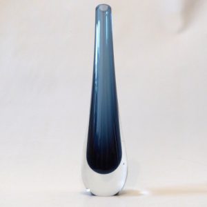 Vintage 1970s Caithness art glass vase, taller Stroma 4022. Twilight blue cased