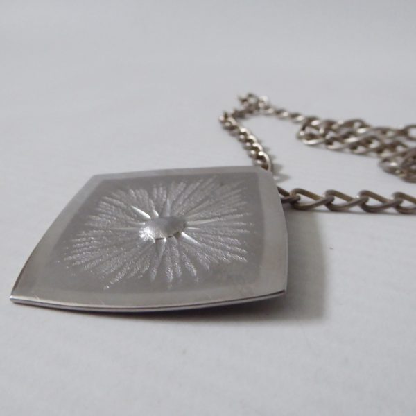 Vintage 1970s Lakeland Art Metal Work modernist stainless steel pendant necklace - Image 5